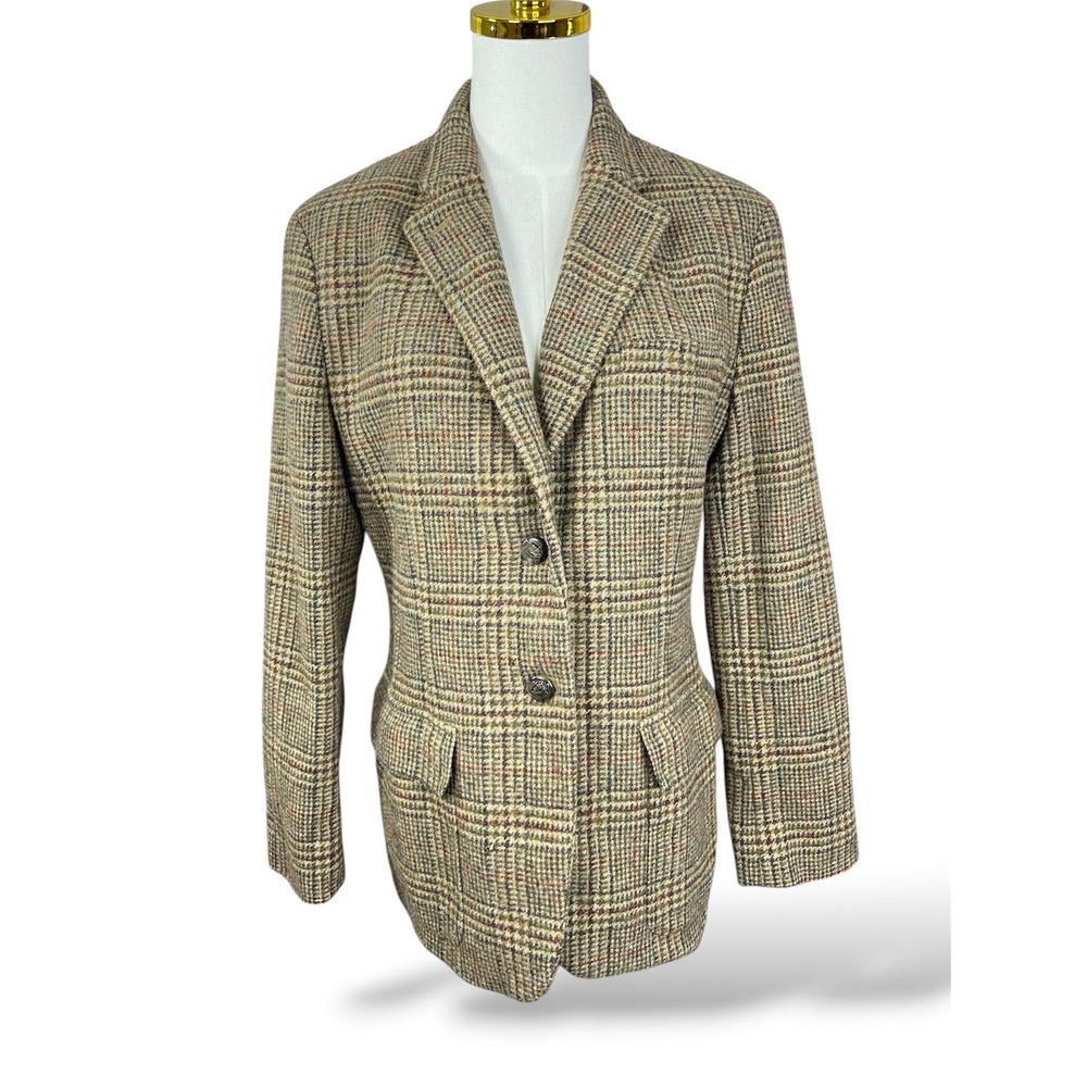 Lauren Ralph Lauren Brown Glen Plaid Wool Blend Blazer Jacket Womens 10 SKU-A30